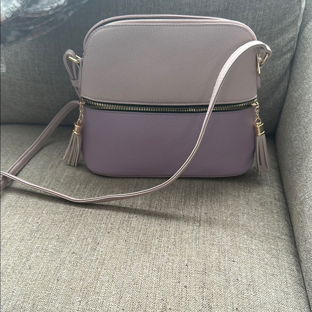Two-Tone Crossbody Bag - Pink and Purple